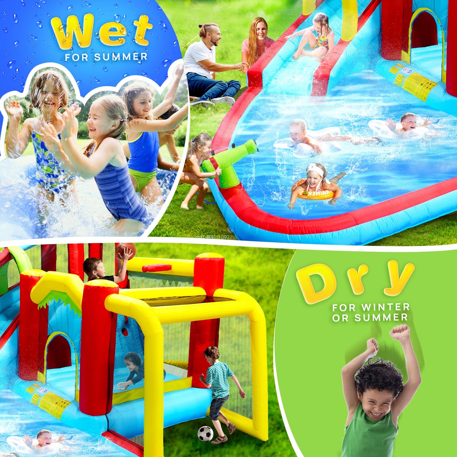 7-in-1 Inflatable Water Slide Bounce House with Pool