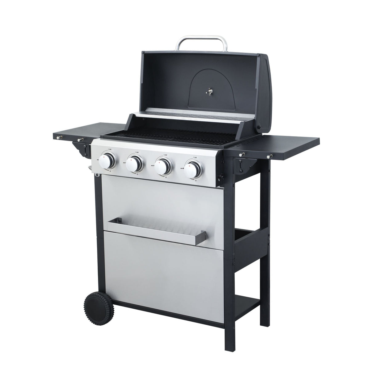 4-Burner Propane BBQ Grill – 34,200 BTU with Foldable Table & Hooks