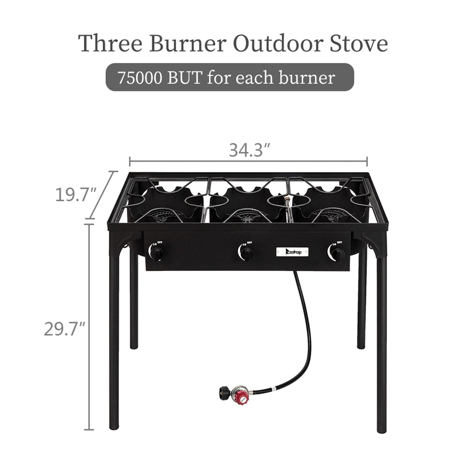 225,000 BTU Outdoor Propane Camp Stove – 3 Burner Cooker