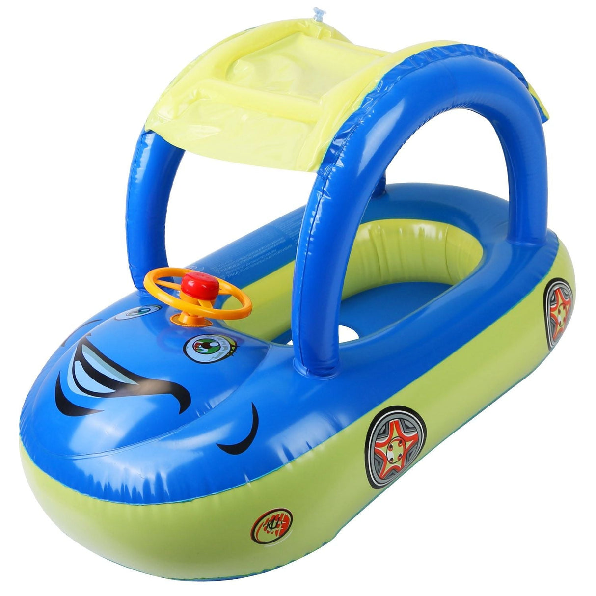 Car-Shaped Baby Float with Canopy – Toddler Swim Ring Toy
