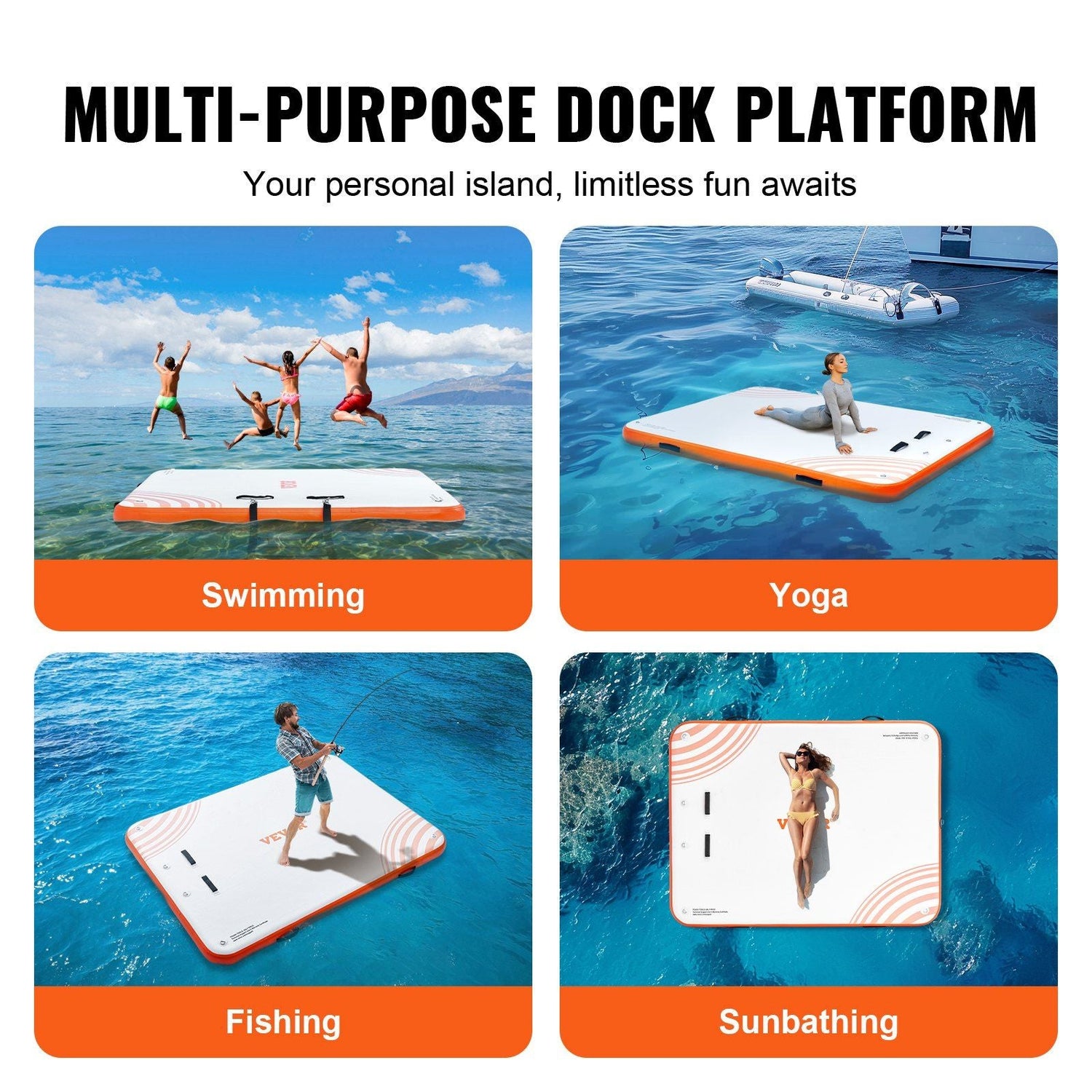 10x8FT Inflatable Floating Dock Platform β Non-Slip Water Raft