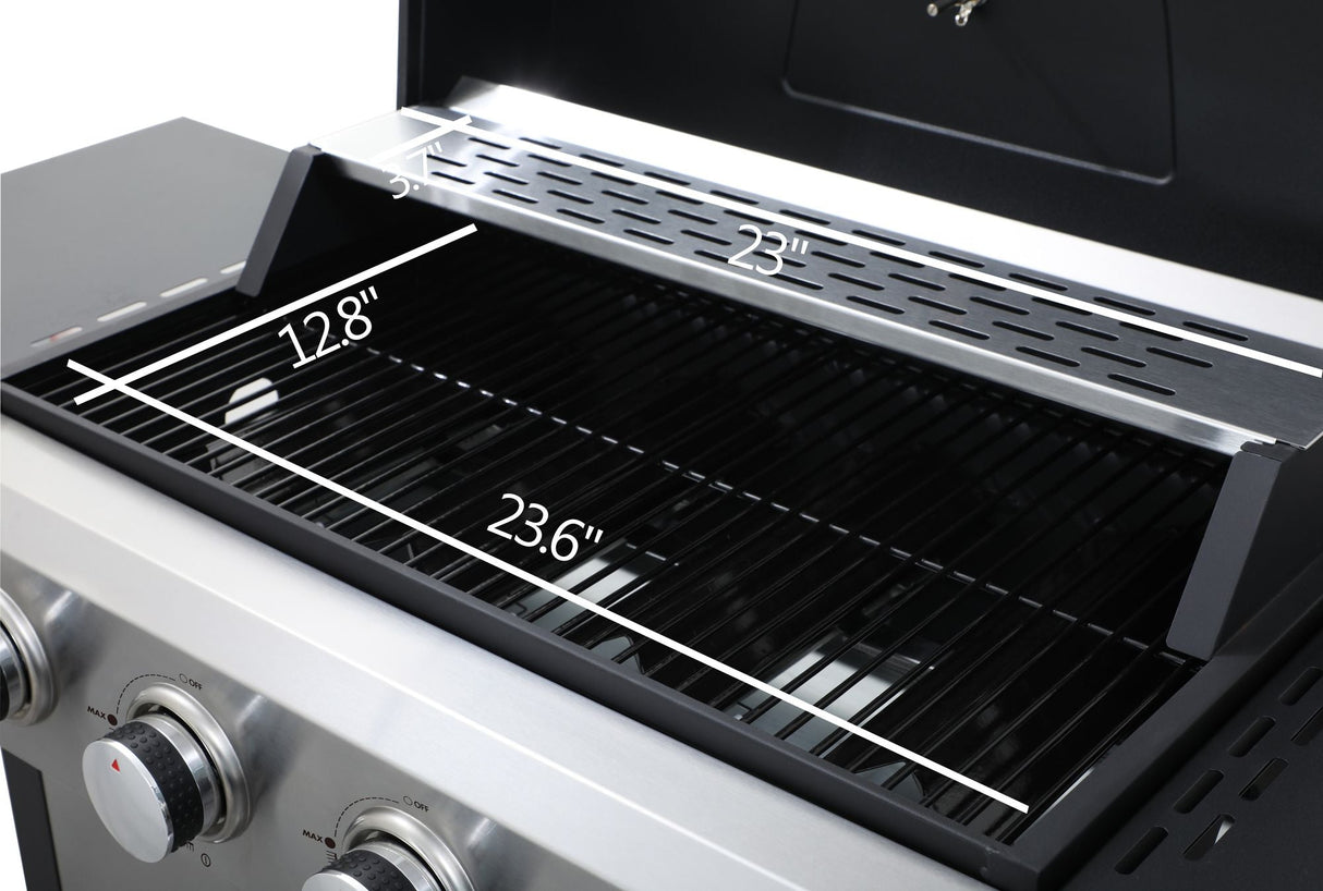 4-Burner Propane BBQ Grill – 34,200 BTU with Foldable Table & Hooks