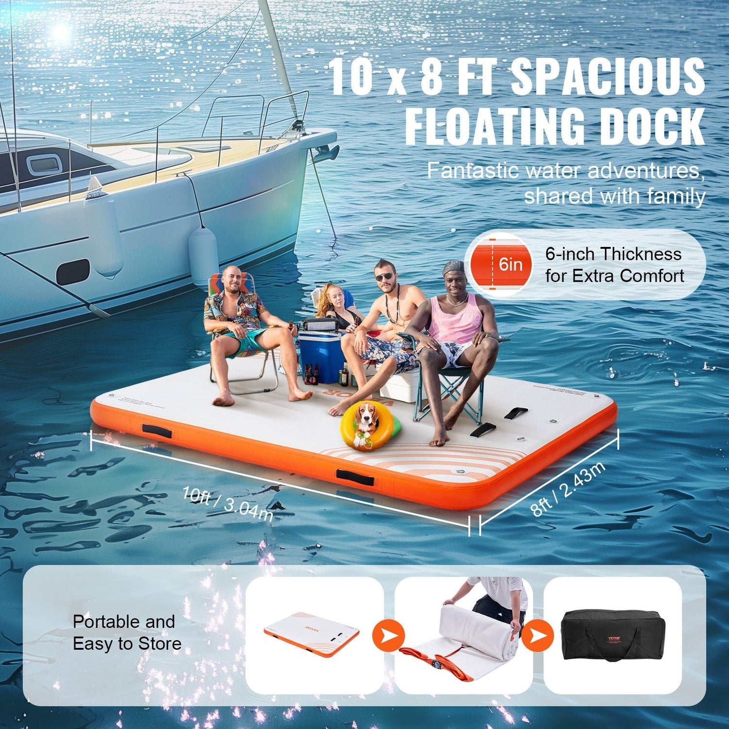 10x8FT Inflatable Floating Dock Platform β Non-Slip Water Raft