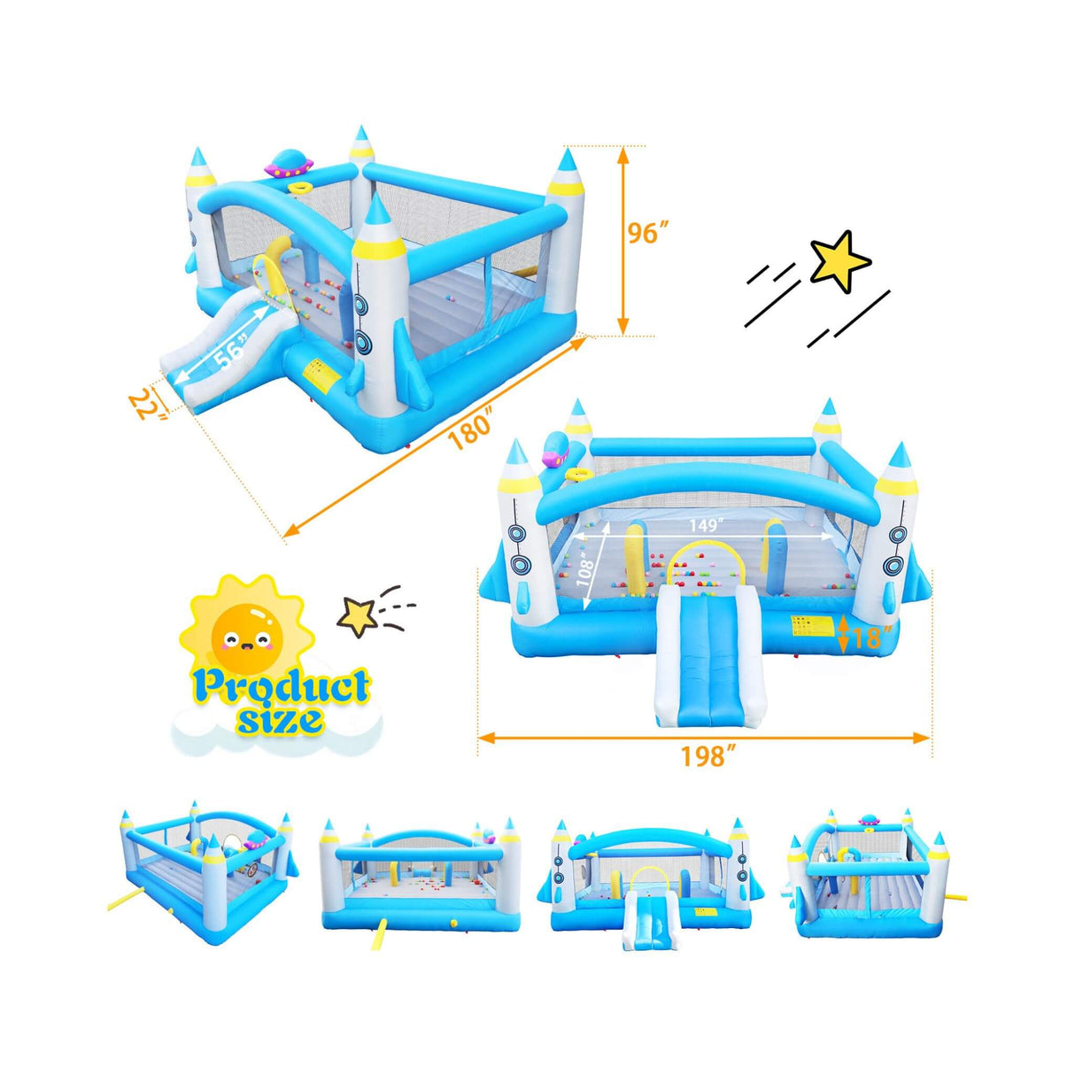 Extra Large Multifunctional Jump 'N Slide Inflatable Bouncer With Blower (SAK81243)