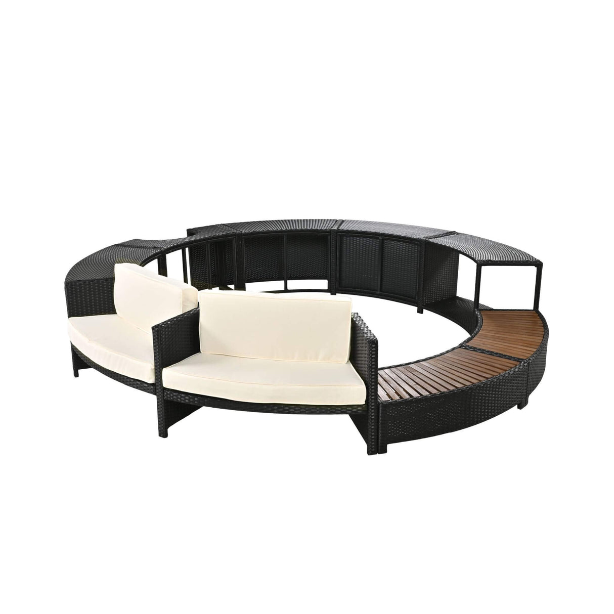 Large Premium Surround Spa Patio Rattan Sofa Set With Storage Compartments And Cushions (SAK75629)