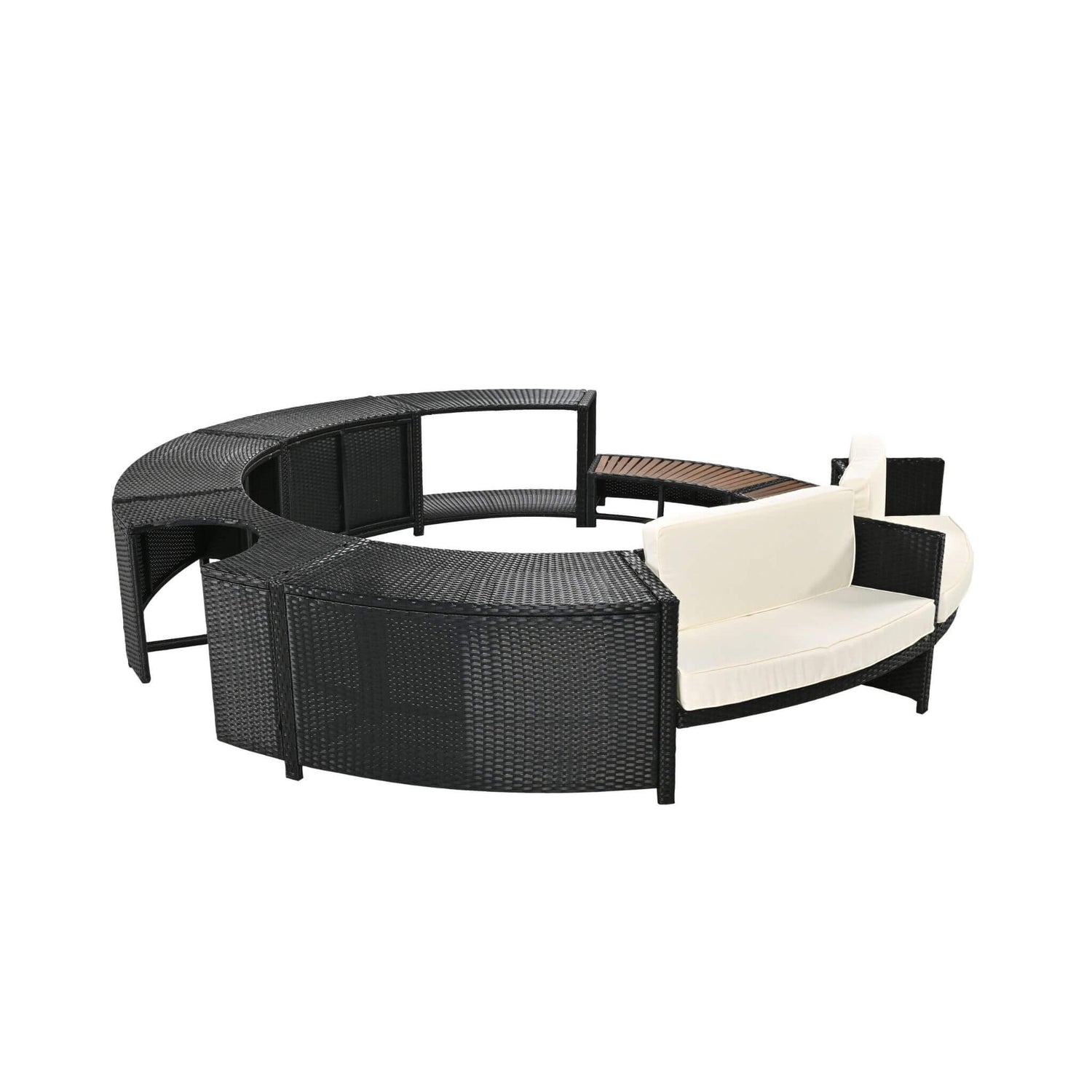 Large Premium Surround Spa Patio Rattan Sofa Set With Storage Compartments And Cushions (SAK75629)