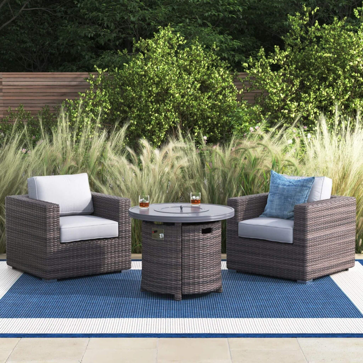 3-Piece Modular Rattan Patio Sofa Set With Weather-Resistant Cushions (SAK75321)