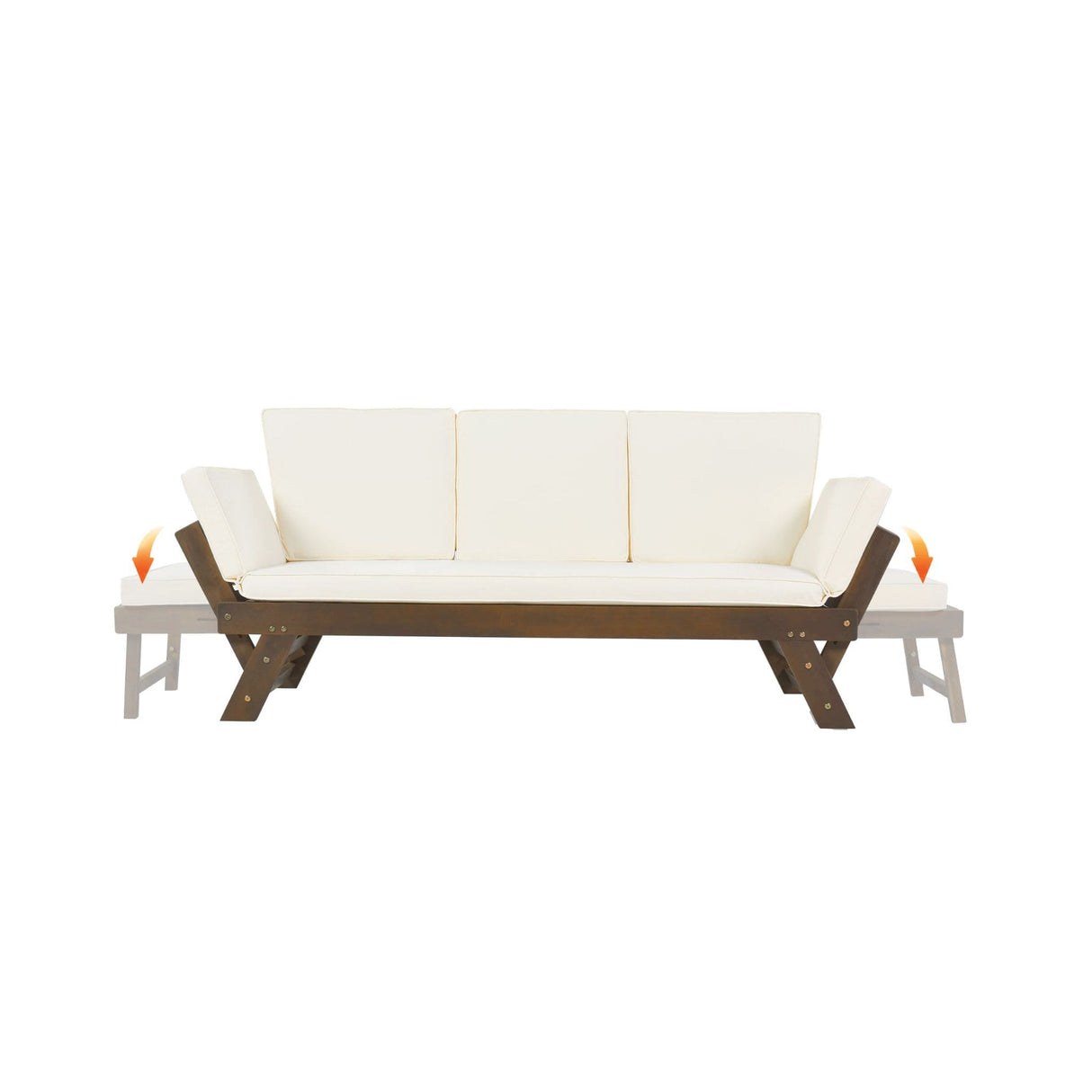 Outdoor Adjustable Wooden Patio Daybed Sofa With Cushions (SAK41345)