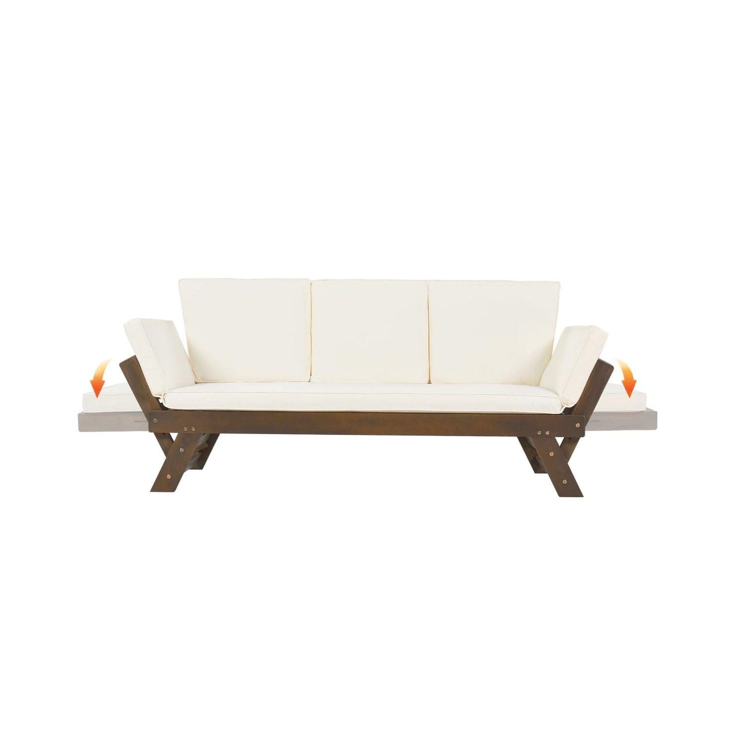 Outdoor Adjustable Wooden Patio Daybed Sofa With Cushions (SAK41345)