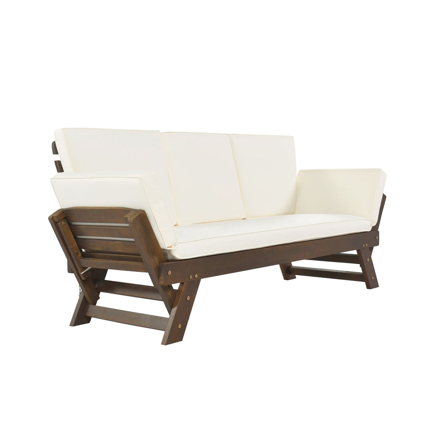 Outdoor Adjustable Wooden Patio Daybed Sofa With Cushions (SAK41345)