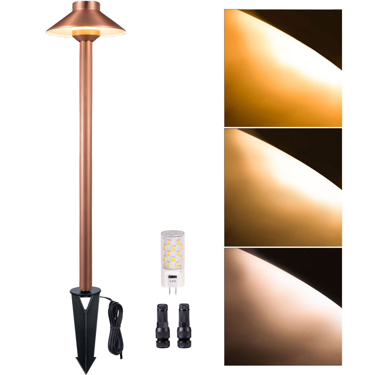 Gardenreet Solid Brass Low Voltage Landscape Pathway Light, LED Outdoor Accent Path and Area Light(Hat 2401)