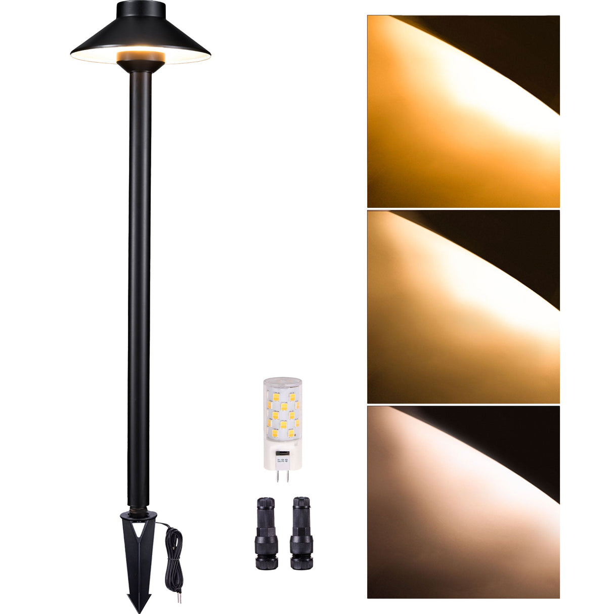 Gardenreet Solid Brass Low Voltage Landscape Pathway Light, LED Outdoor Accent Path and Area Light(Hat 2401)