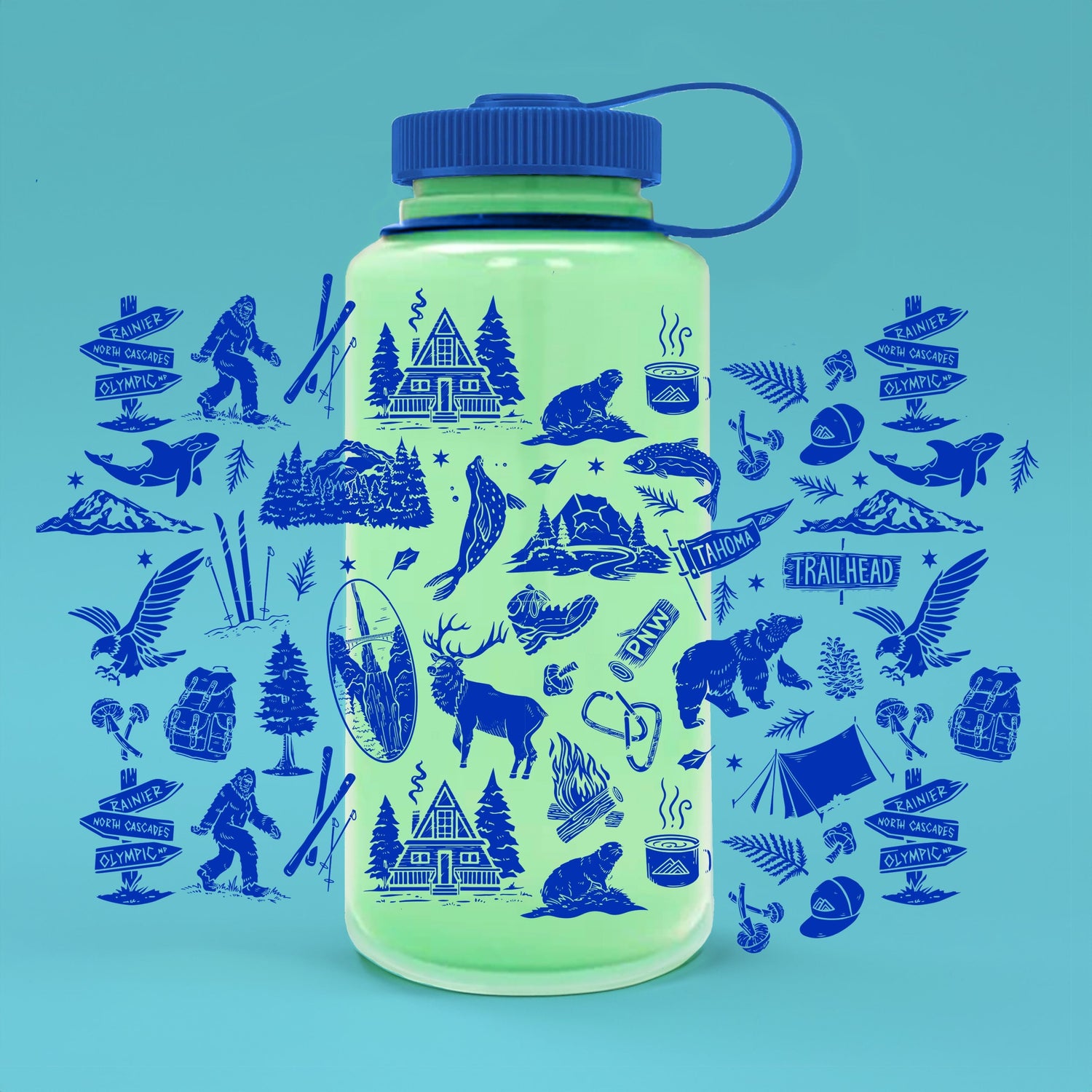 Pacific Northwest Patterns Water Bottle - 32oz
