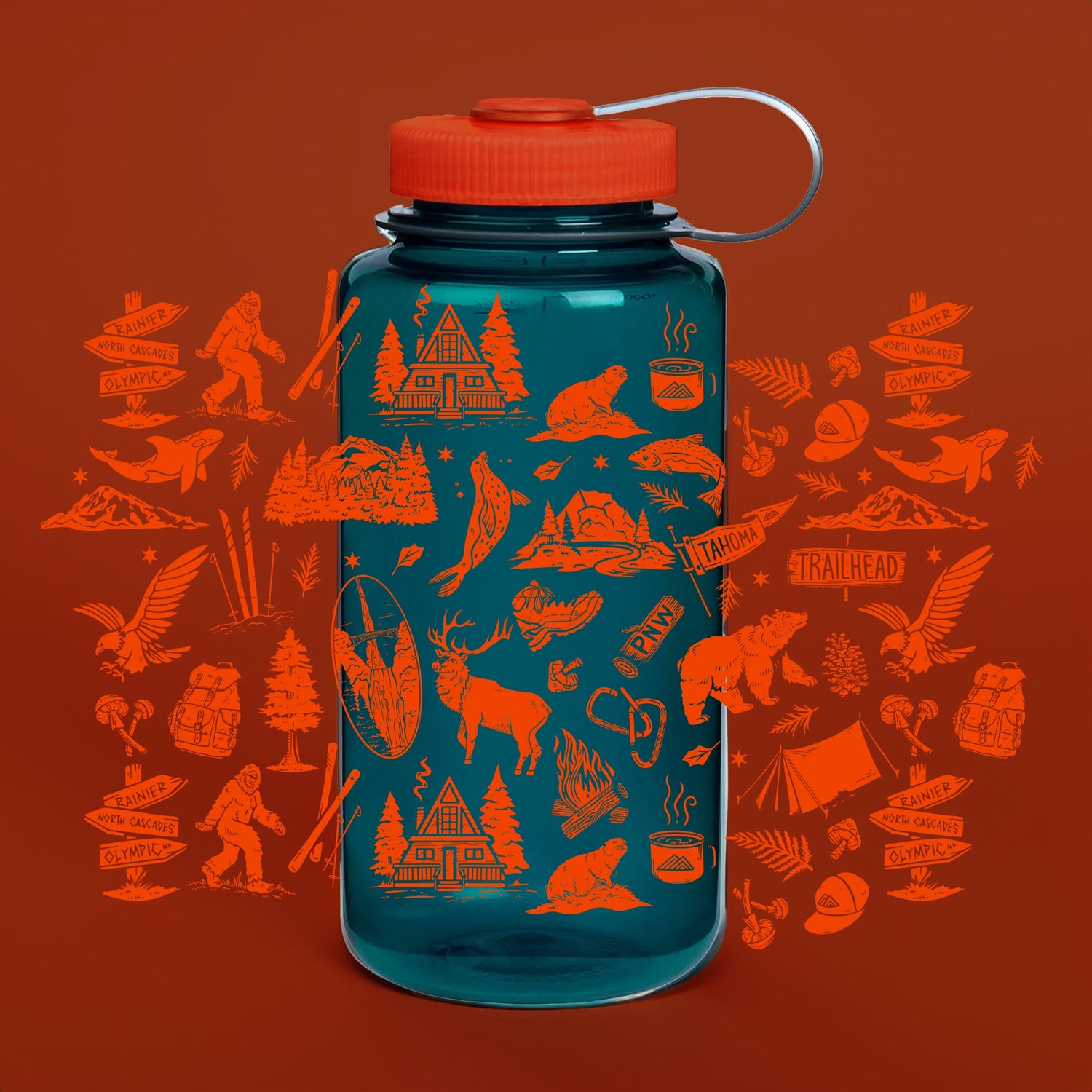 Pacific Northwest Patterns Water Bottle - 32oz