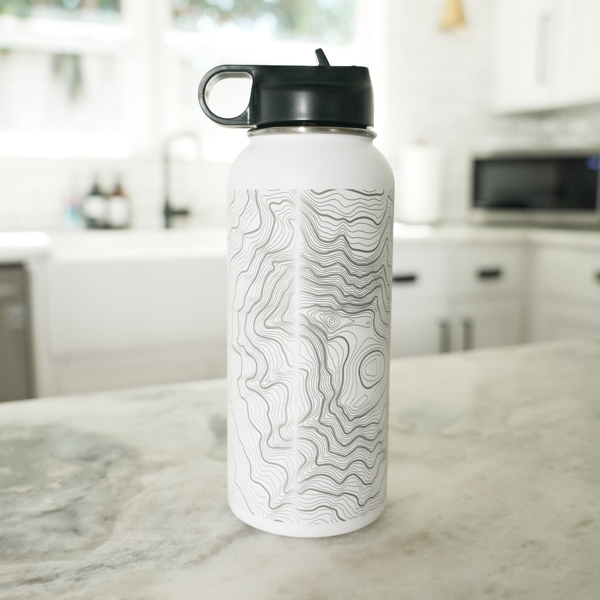 Tahoma Mount Rainier Topo Water Bottle - Laser Etched - 32oz