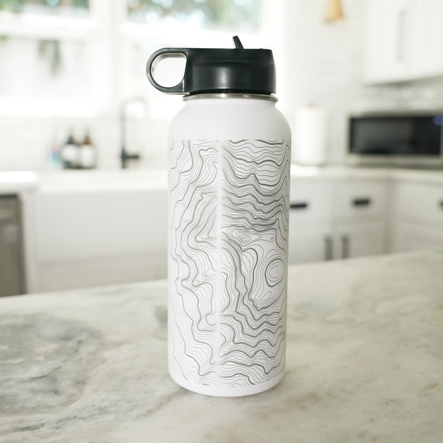 Tahoma Mount Rainier Topo Water Bottle - Laser Etched - 32oz