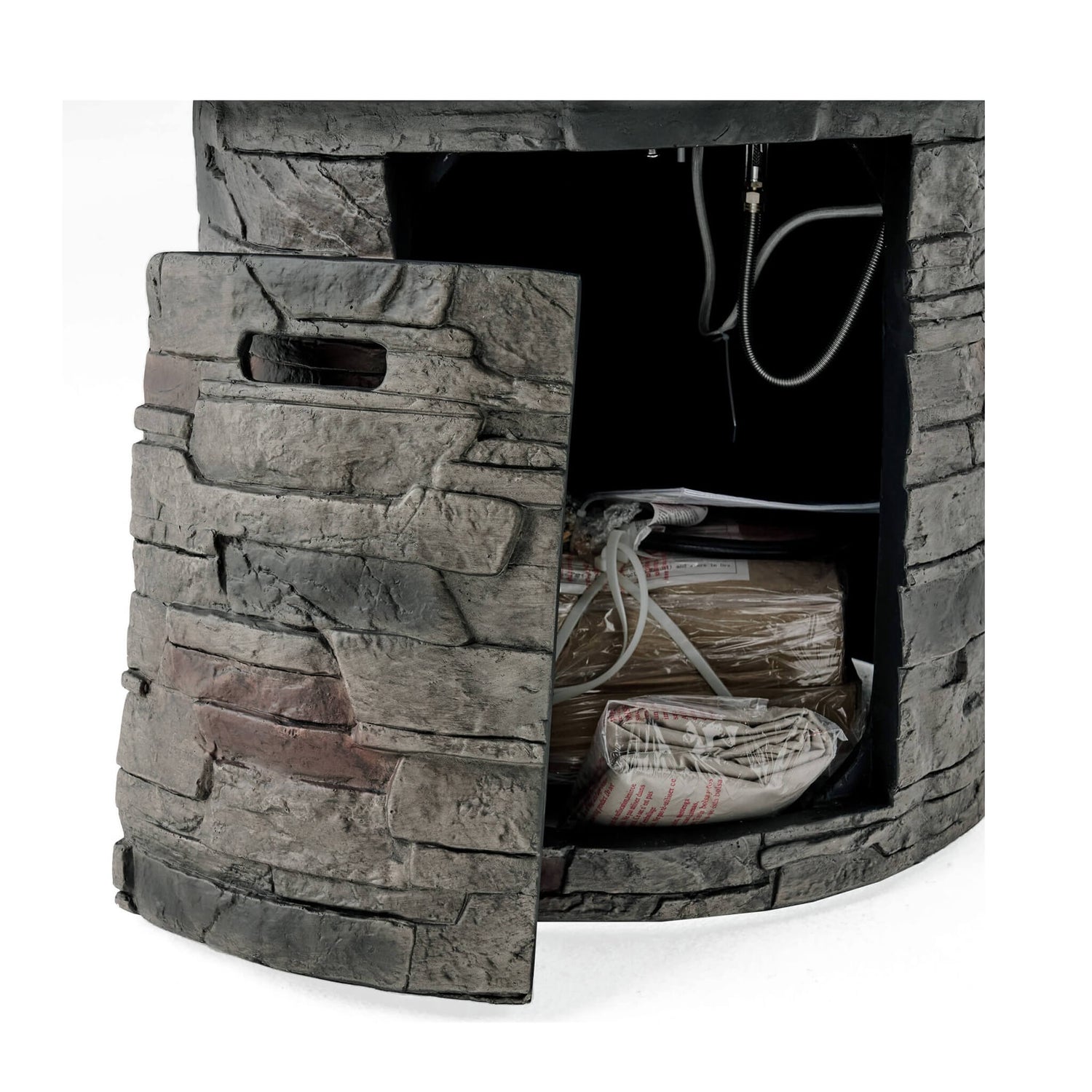 32" Transitional Outdoor Concrete Round Propane Fire Pit Table, Gray (SAK48268)