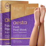 Aesta 3-in-1 Foot Peel Mask Set – Exfoliating Foot Mask with Moisturizer & Cleanser for Dry, Cracked Heels & Callus Removal – Plant-Based, Vegan, Men & Women
