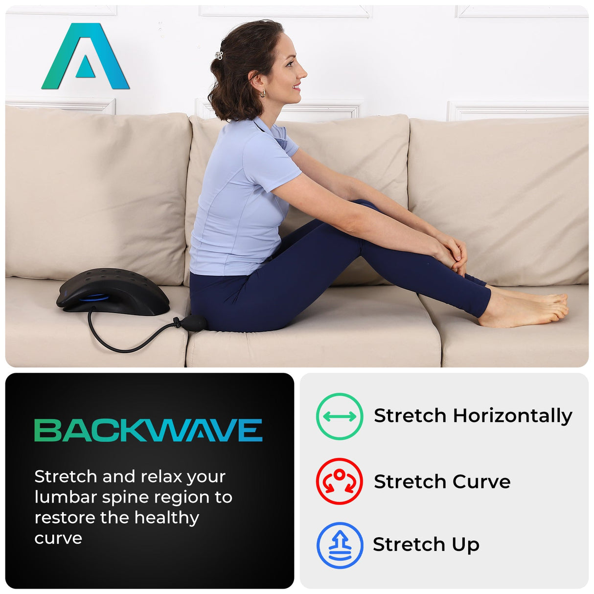 BackWave Back Stretcher & Massager – Adjustable Spine Support for Pain Relief, Posture Correction & Flexibility