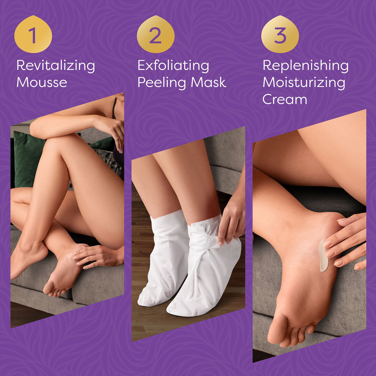 Aesta 3-in-1 Foot Peel Mask Set – Exfoliating Foot Mask with Moisturizer & Cleanser for Dry, Cracked Heels & Callus Removal – Plant-Based, Vegan, Men & Women
