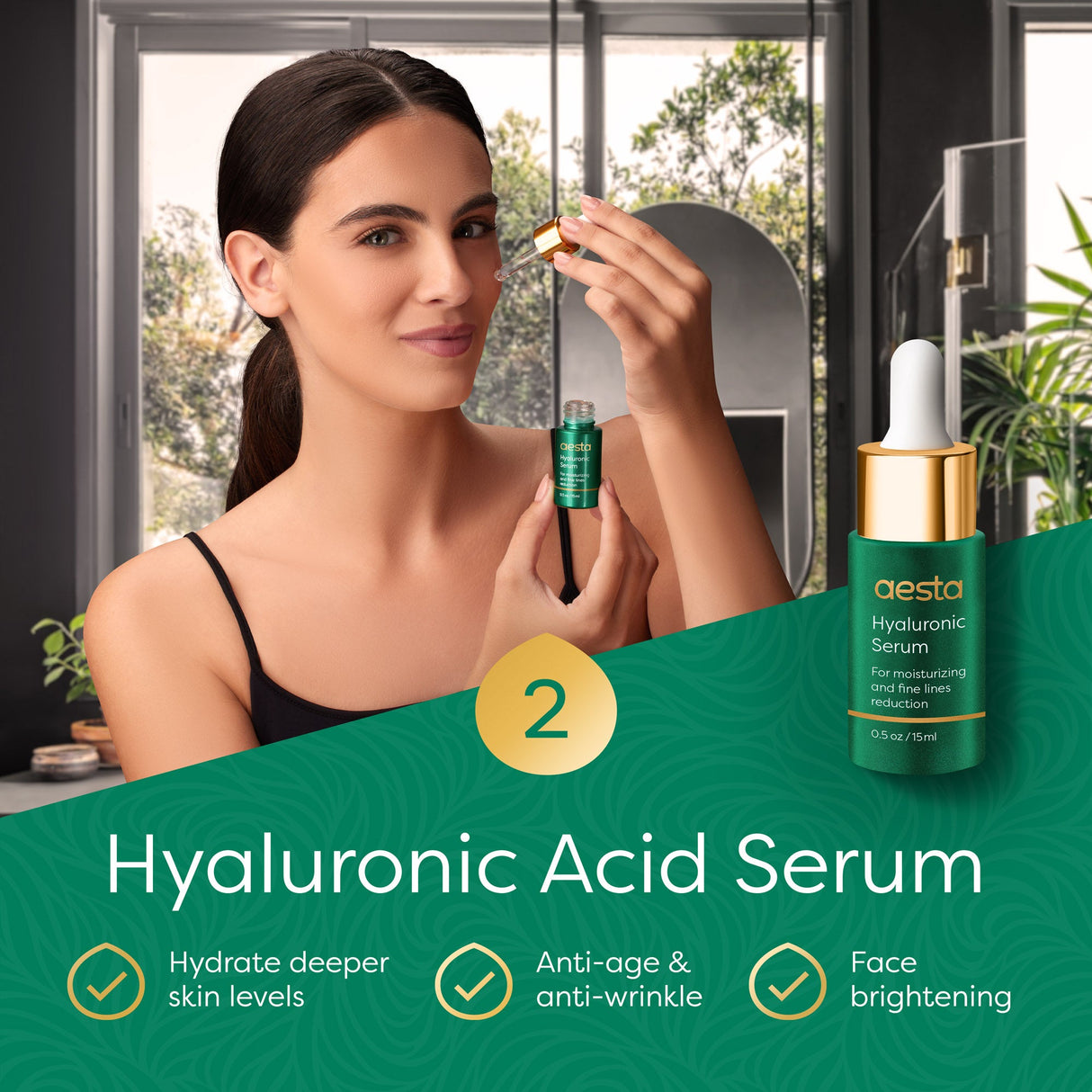 Aesta Green Tea Mask Stick & Hyaluronic Acid Serum Set – Deep Clean Pore Detox & Anti-Aging Hydration for All Skin Types – Vegan, Natural & Mess-Free