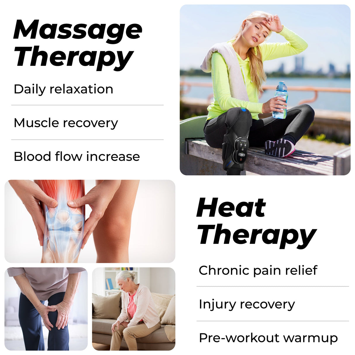 XPRESS Heated Knee Compression Wrap – Targeted Heat & Pressure Therapy for Knee, Calf & Thigh Pain Relief