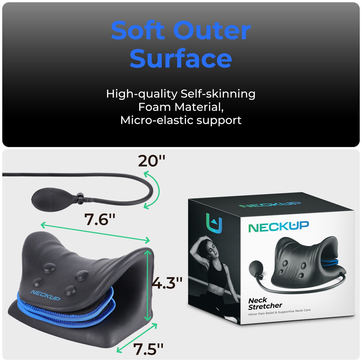NECKUP Inflatable Neck Stretcher – Cervical Traction Device with Air Pump for Neck Pain Relief & Spine Alignment
