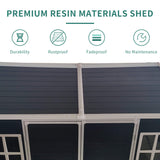 [06x08FT] Outdoor Resin Patio Garden Shed With Floor, 2 Windows, And Lockable Doors (SAK54953)