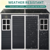 [06x08FT] Outdoor Resin Patio Garden Shed With Floor, 2 Windows, And Lockable Doors (SAK54953)