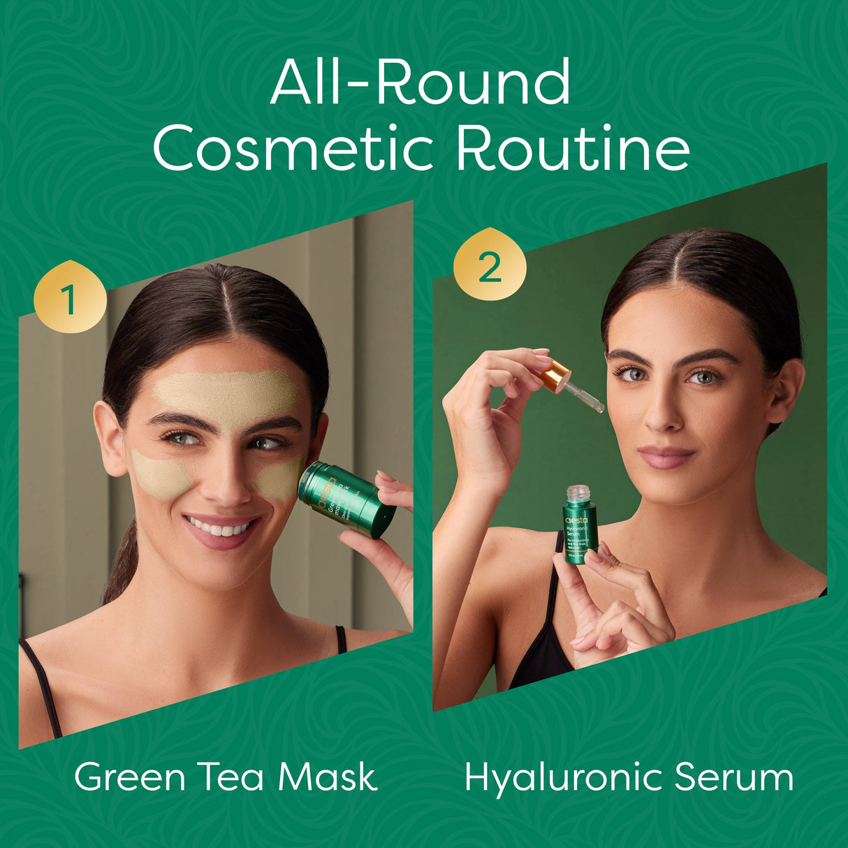Aesta Green Tea Mask Stick & Hyaluronic Acid Serum Set – Deep Clean Pore Detox & Anti-Aging Hydration for All Skin Types – Vegan, Natural & Mess-Free
