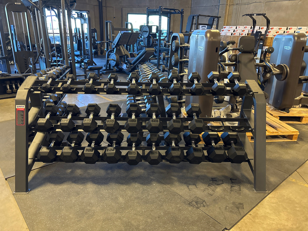 SFE Commercial 3-Tier Dumbbell Rack – Holds 15 Pairs, Heavy-Duty Steel Frame for Gym Storage