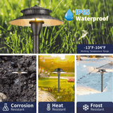 Gardenreet Brass Low Voltage Pathway Lights, 12V Outdoor LED Landscape Path Lights(Double Hat) for Walkway Driveway Garden Patio (2405)
