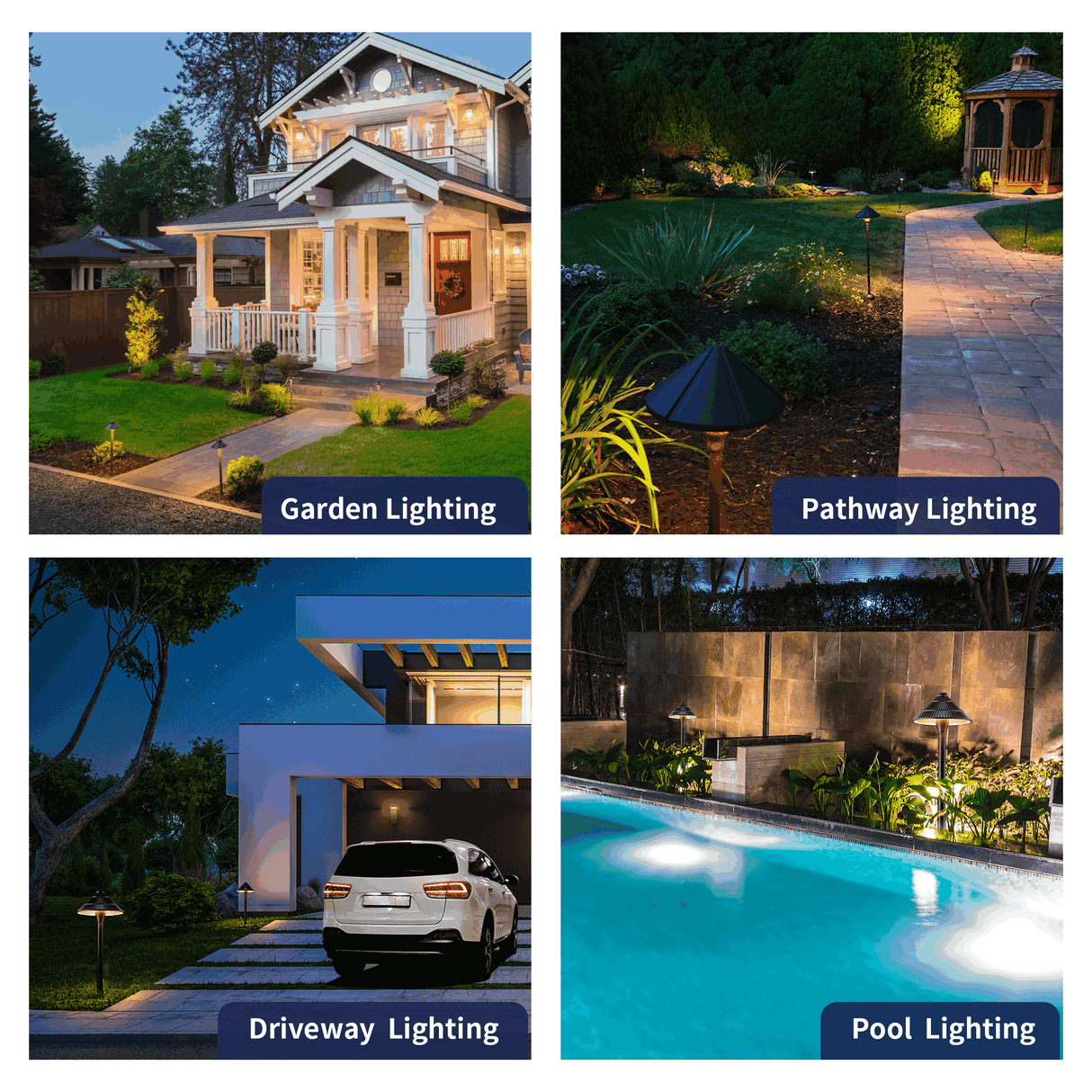 Gardenreet Brass Low Voltage Pathway Lights, 12V Outdoor LED Landscape Path Lights(Traditional Umbrella) for Walkway Driveway Garden Yard (2412)