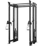 Synergee 2300 Series Power Cage with Synchronized Cable Crossovers – Dual 80lb Stacks, Adjustable Pulleys, and Multi-Grip Pull-Up Bars