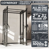 Synergee 2300 Series Power Cage with Synchronized Cable Crossovers – Dual 80lb Stacks, Adjustable Pulleys, and Multi-Grip Pull-Up Bars