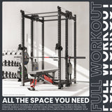 Synergee 2300 Series Power Cage with Synchronized Cable Crossovers – Dual 80lb Stacks, Adjustable Pulleys, and Multi-Grip Pull-Up Bars