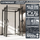 Synergee 2300 Series Power Cage with Synchronized Cable Crossovers – Dual 80lb Stacks, Adjustable Pulleys, and Multi-Grip Pull-Up Bars