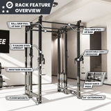 Synergee 2300 Series Power Cage with Synchronized Cable Crossovers – Dual 80lb Stacks, Adjustable Pulleys, and Multi-Grip Pull-Up Bars