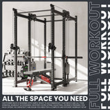 Synergee 2300 Series Power Cage with Synchronized Cable Crossovers – Dual 80lb Stacks, Adjustable Pulleys, and Multi-Grip Pull-Up Bars
