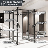 Synergee 2300 Series Power Cage with Synchronized Cable Crossovers – Dual 80lb Stacks, Adjustable Pulleys, and Multi-Grip Pull-Up Bars