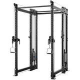 Synergee 2300 Series Power Cage with Synchronized Cable Crossovers – Dual 80lb Stacks, Adjustable Pulleys, and Multi-Grip Pull-Up Bars