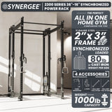 Synergee 2300 Series Power Cage with Synchronized Cable Crossovers – Dual 80lb Stacks, Adjustable Pulleys, and Multi-Grip Pull-Up Bars