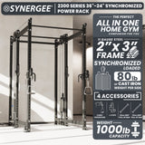 Synergee 2300 Series Power Cage with Synchronized Cable Crossovers – Dual 80lb Stacks, Adjustable Pulleys, and Multi-Grip Pull-Up Bars