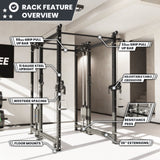 Synergee 2300 Series Power Cage with Synchronized Cable Crossovers – Dual 80lb Stacks, Adjustable Pulleys, and Multi-Grip Pull-Up Bars
