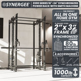 Synergee 2300 Series Power Cage with Smith Machine & Dual 80 lb Cable Crossovers – Full Body Workout Station for Home & Commercial Gyms