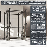 Synergee 2300 Series Power Cage with Smith Machine & Dual 80 lb Cable Crossovers – Full Body Workout Station for Home & Commercial Gyms