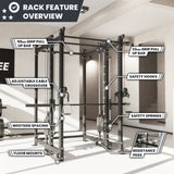 Synergee 2300 Series Power Cage with Smith Machine & Dual 80 lb Cable Crossovers – Full Body Workout Station for Home & Commercial Gyms