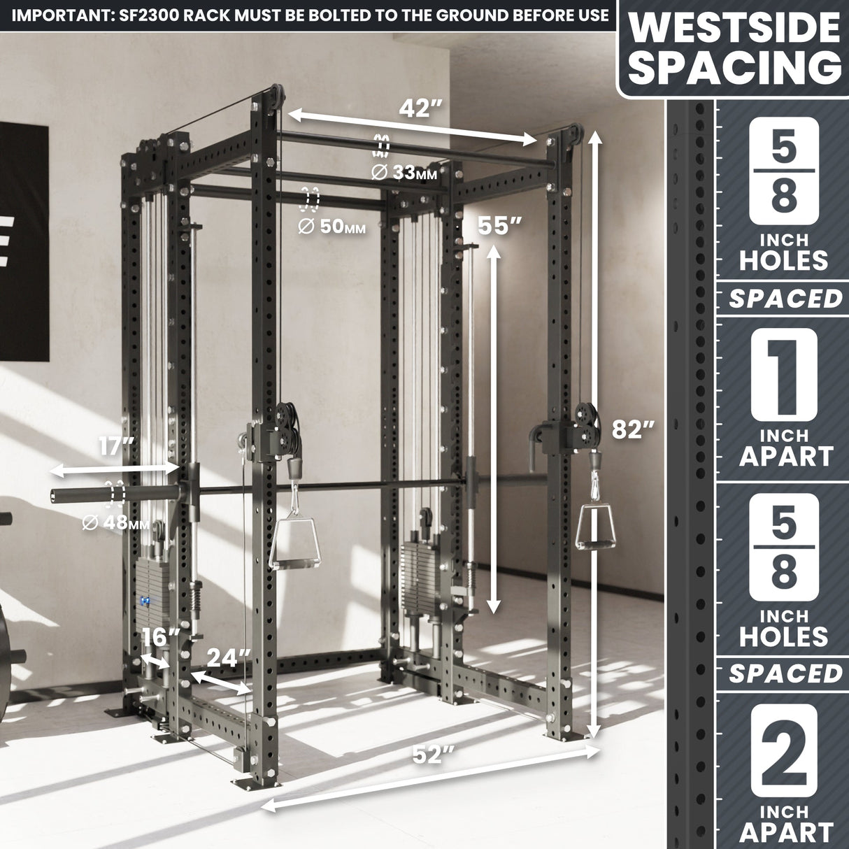 Synergee 2300 Series Power Cage with Smith Machine & Dual 80 lb Cable Crossovers – Full Body Workout Station for Home & Commercial Gyms