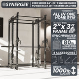 Synergee 2300 Series Power Cage with Smith Machine & Dual 80 lb Cable Crossovers – Full Body Workout Station for Home & Commercial Gyms