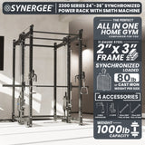 Synergee 2300 Series Power Cage with Smith Machine & Dual 80 lb Cable Crossovers – Full Body Workout Station for Home & Commercial Gyms